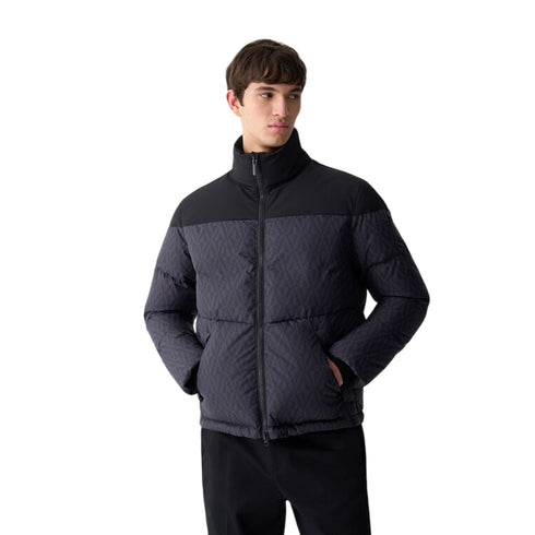 Piumino Uomo corto, con collo alto e stampa geometrica 3D